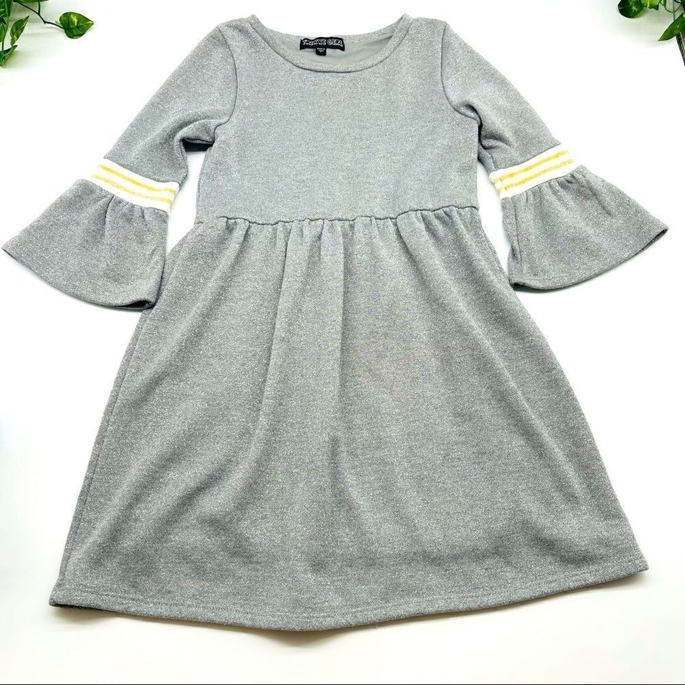 Trixxi Girl Gray Silver Metallic Dress Size L